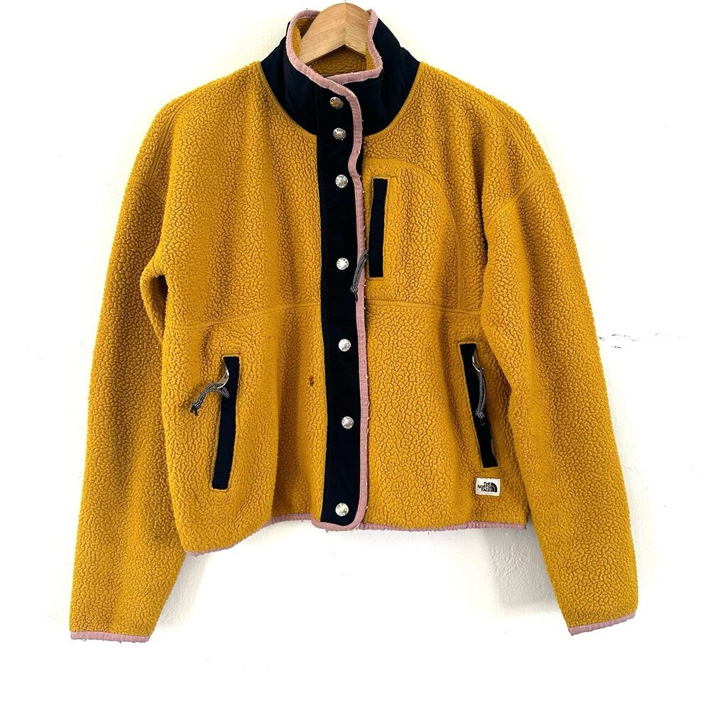 The North Face Cragmont Fleece Snap‎ Button Zip Pocket Yellow Jacket Size XSmall